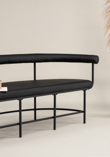 VINN KOLLEKSJON Stallhagen x Josefin Lustig benk, m. ryggsttte, halvmne - sort PU og sort stl