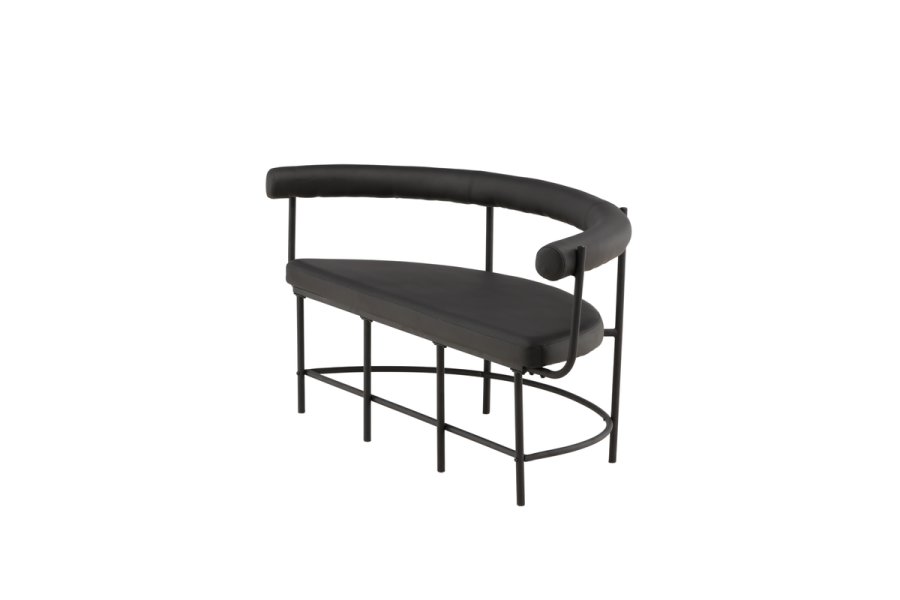 VINN KOLLEKSJON Stallhagen x Josefin Lustig benk, m. ryggsttte, halvmne - sort PU og sort stl