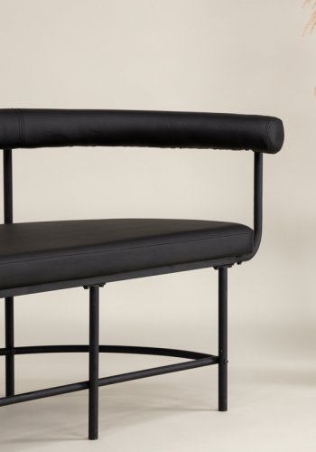 VINN KOLLEKSJON Stallhagen x Josefin Lustig benk, m. ryggsttte, halvmne - sort PU og sort stl