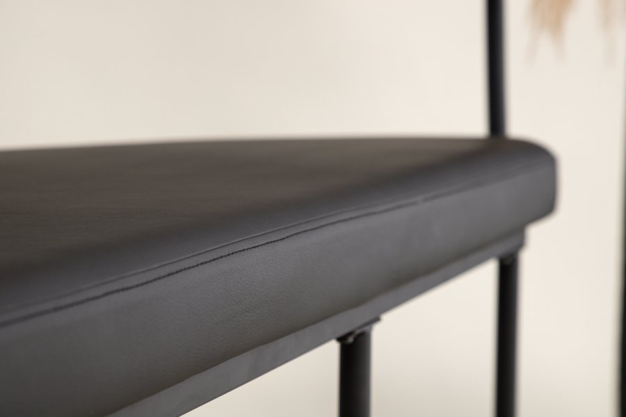 VINN KOLLEKSJON Stallhagen x Josefin Lustig benk, m. ryggsttte, halvmne - sort PU og sort stl