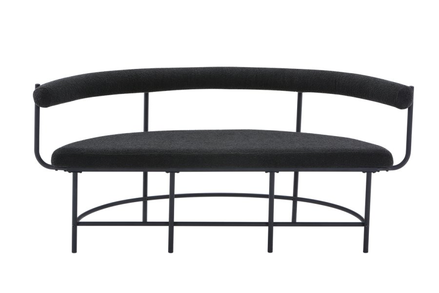 VINN KOLLEKSJON Stallhagen x Josefin Lustig benk, m. ryggsttte, halvmne - boucléstoff og sort stl