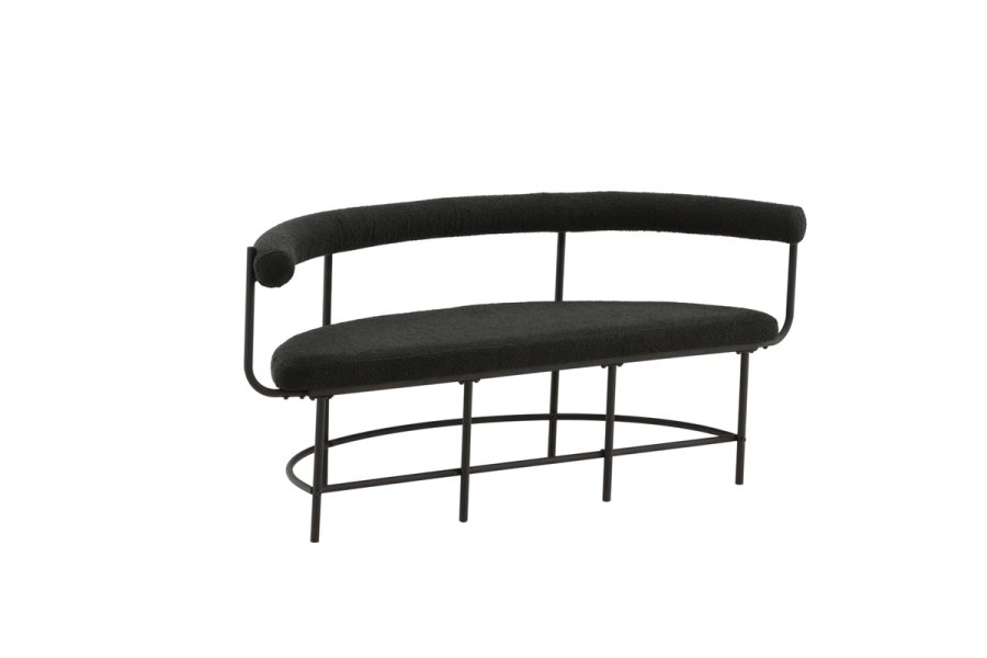 VINN KOLLEKSJON Stallhagen x Josefin Lustig benk, m. ryggsttte, halvmne - boucléstoff og sort stl