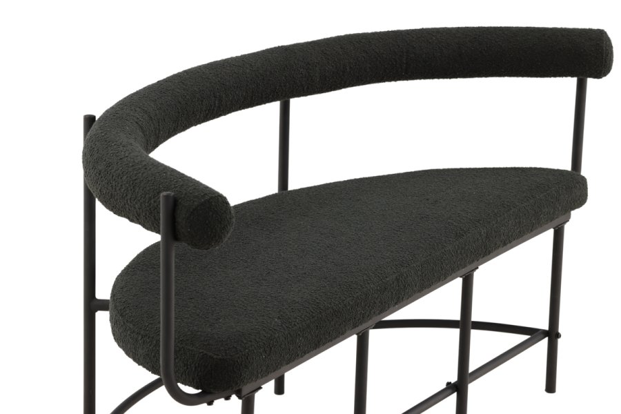 VINN KOLLEKSJON Stallhagen x Josefin Lustig benk, m. ryggsttte, halvmne - boucléstoff og sort stl
