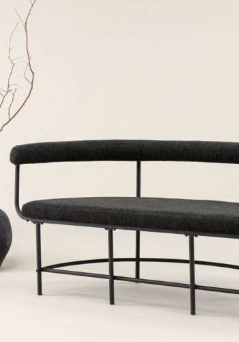 VINN KOLLEKSJON Stallhagen x Josefin Lustig benk, m. ryggsttte, halvmne - boucléstoff og sort stl