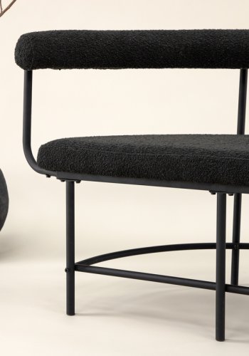 VINN KOLLEKSJON Stallhagen x Josefin Lustig benk, m. ryggsttte, halvmne - boucléstoff og sort stl