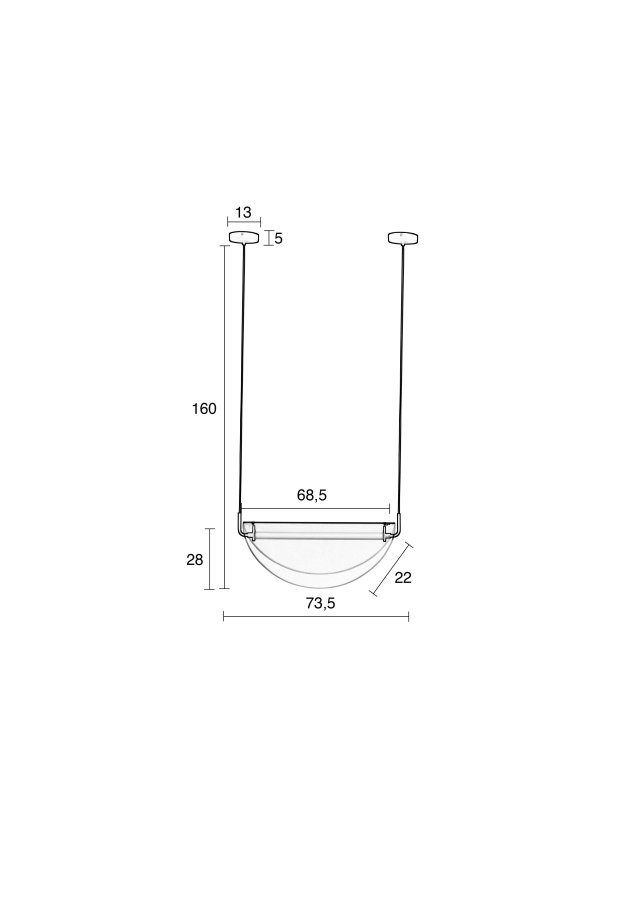 ZUIVER Rani taklampe - rkt glass og jern