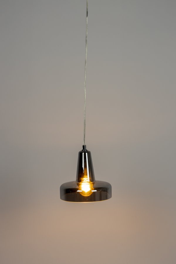 WHITE LABEL LIVING Anshin Liten Smoke taklampe - grtt glass