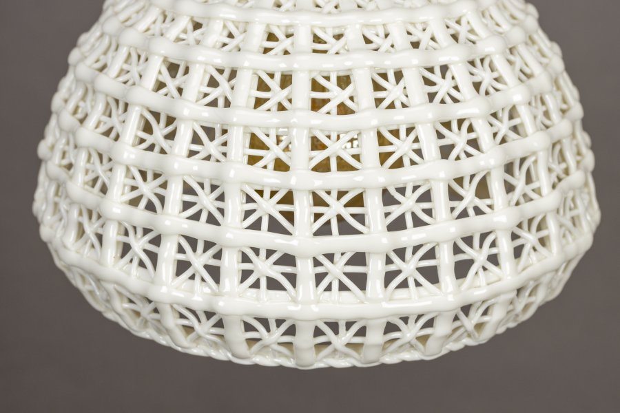 DUTCHBONE Poppy Deckenleuchte, breit – weiße Keramik