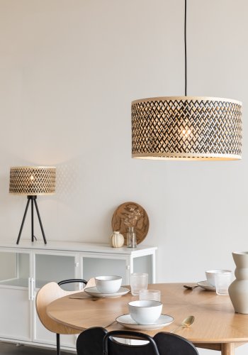 WHITE LABEL LIVING Isla Bamboo Liten taklampe - beige bambus