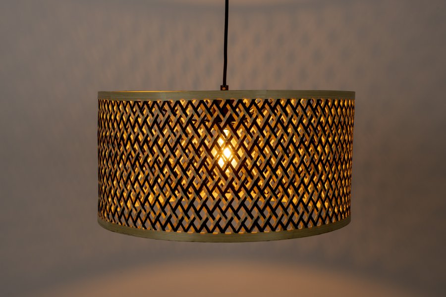 WHITE LABEL LIVING Isla Bamboo Stor taklampe - beige bambus