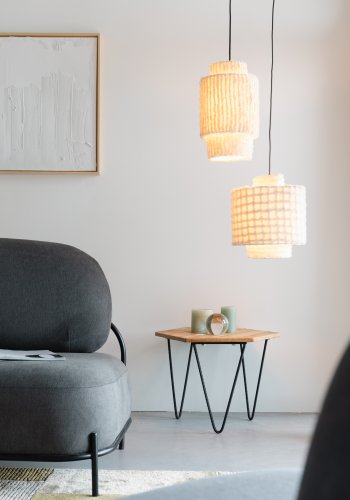 WHITE LABEL LIVING Arjun Bred taklampe - hvit bomull