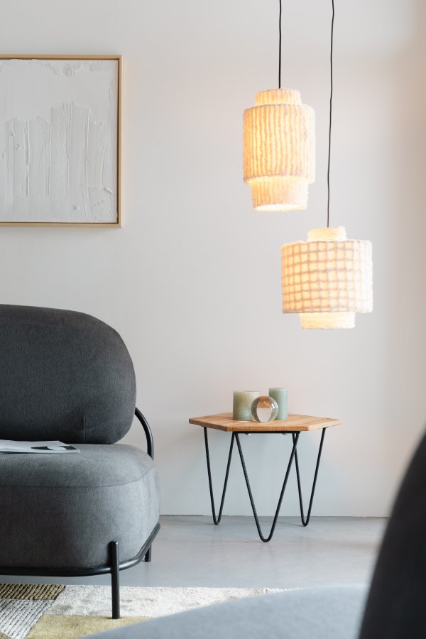 WHITE LABEL LIVING Arjun Bred taklampe - hvit bomull