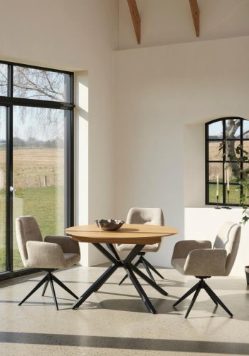 UNIQUE FURNITURE Cesura spisebord, m. 2 till�gsplader - natur eg melamin og sort metal (�120-170)