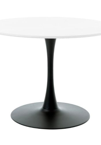Cesura spisebord, rund - hvid melamin og sort trompet metal (�100)