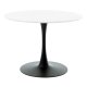 Cesura spisebord, rund - hvid melamin og sort trompet metal (�100)