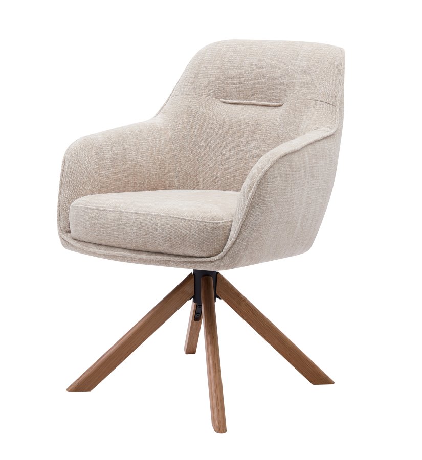 Avola Select Drehstuhl, mit Armlehnen  leinenfarbenes Polyester und Eichenholz