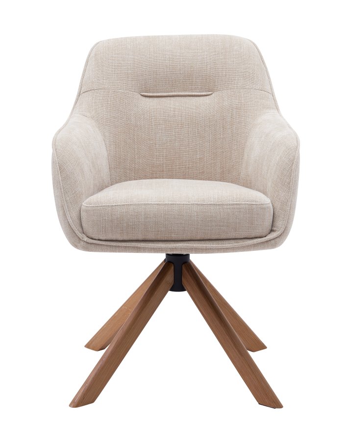 Avola Select Drehstuhl, mit Armlehnen  leinenfarbenes Polyester und Eichenholz