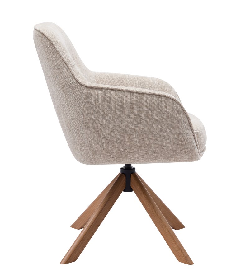 Avola Select Drehstuhl, mit Armlehnen  leinenfarbenes Polyester und Eichenholz