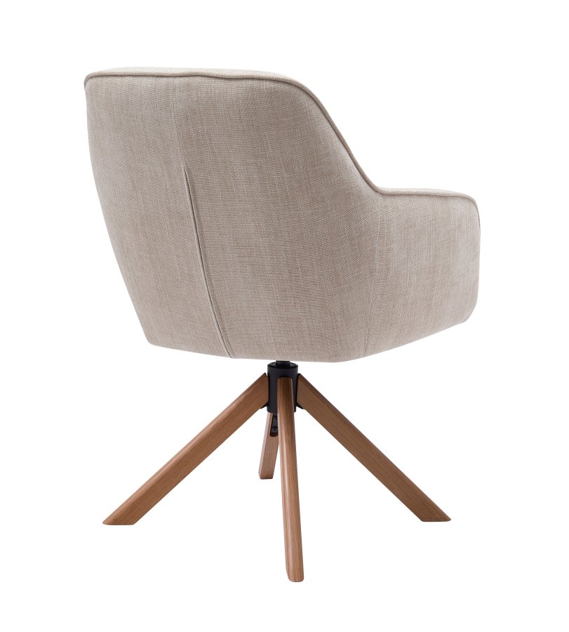 Avola Select Drehstuhl, mit Armlehnen  leinenfarbenes Polyester und Eichenholz