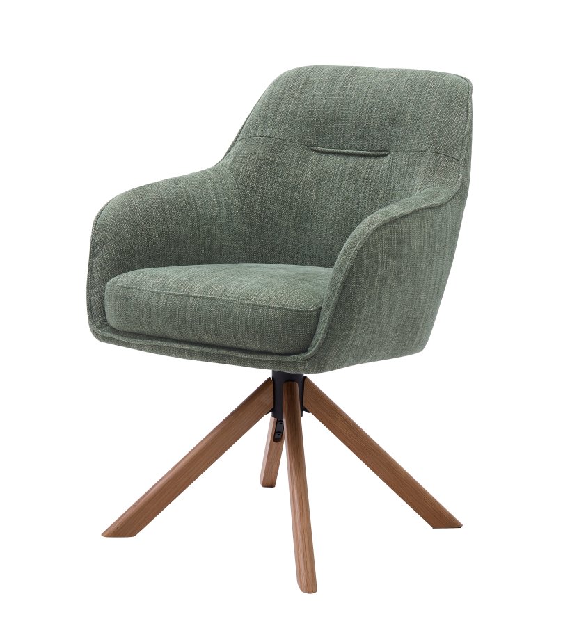 Avola Select Drehstuhl, mit Armlehnen  waldgrnes Polyester und Eiche