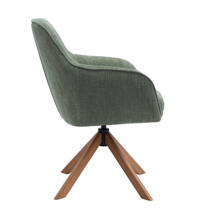 Avola Select Drehstuhl, mit Armlehnen  waldgrnes Polyester und Eiche