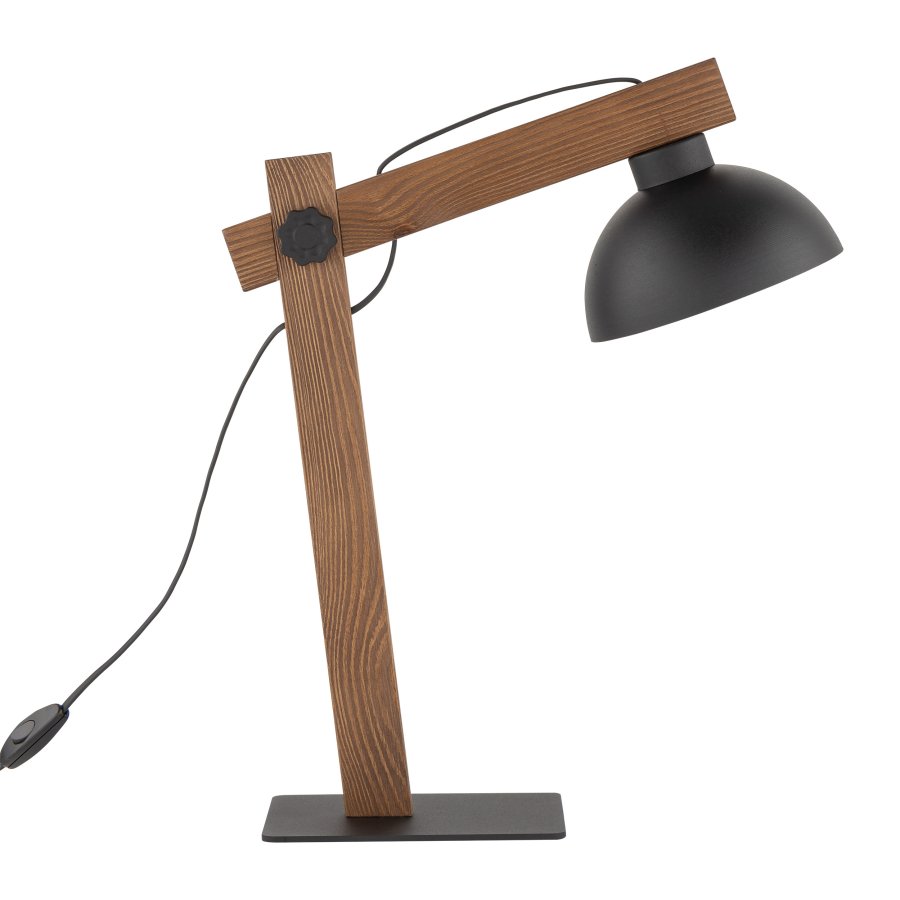 TK Oslo bordlampe - sort metal og valnddefarvet tr