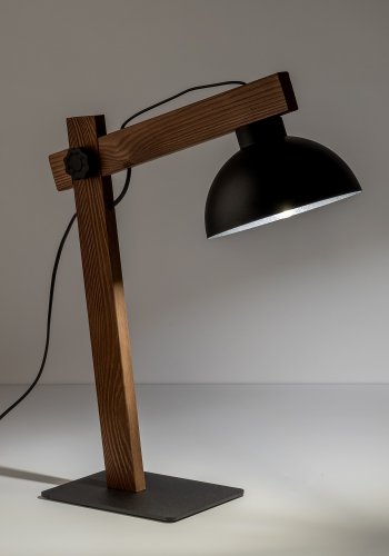 TK Oslo bordlampe - sort metal og valnddefarvet tr