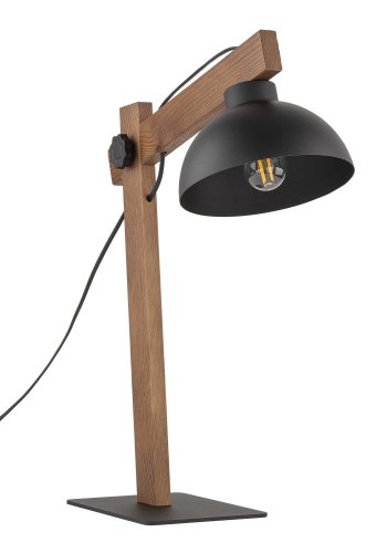 TK Oslo bordlampe - sort metal og valnddefarvet tr