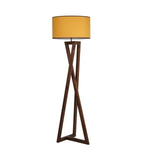 LUMI Aversa gulvlampe - gul stof og natur grantr