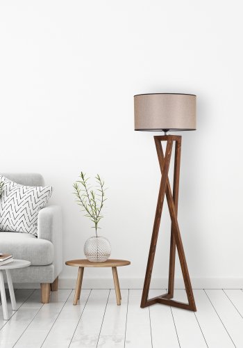 LUMI Sondrio Stehleuchte - Naturstoff und Holz