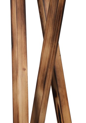 LUMI gulvlampe - svart stoff og brunt grantre