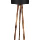 LUMI gulvlampe - svart stoff og brunt grantre