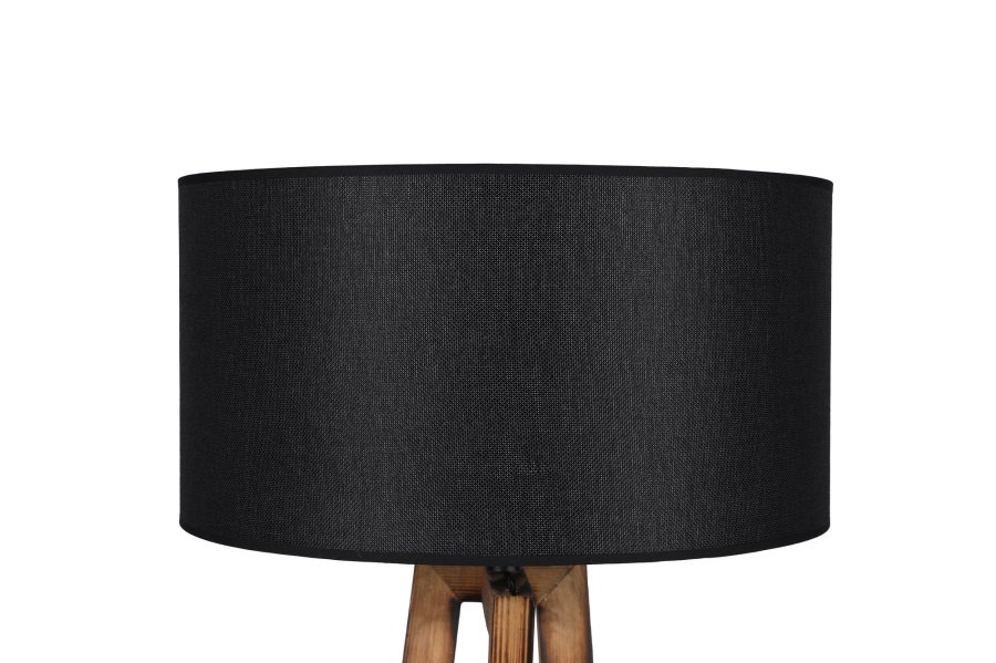 LUMI gulvlampe - svart stoff og brunt grantre