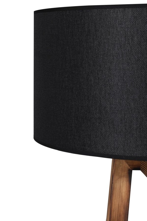 LUMI gulvlampe - svart stoff og brunt grantre