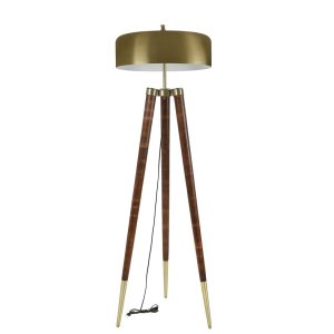 LUMI gulvlampe - guld metal og natur