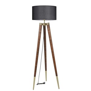 LUMI gulvlampe - sort stof og natur