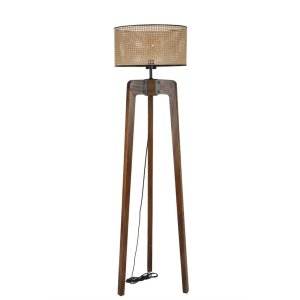 LUMI gulvlampe - beige rattan og grantr