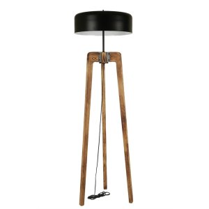 gulvlampe - sort metal og natur grantr