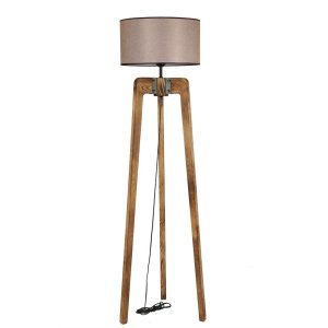 LUMI gulvlampe - beige stof og grantr