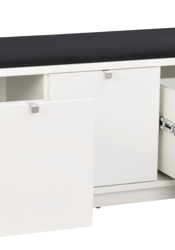 ROWICO Confetti bnk - hvidlakeret tr/sort stofhynde, m. 3 skuffer