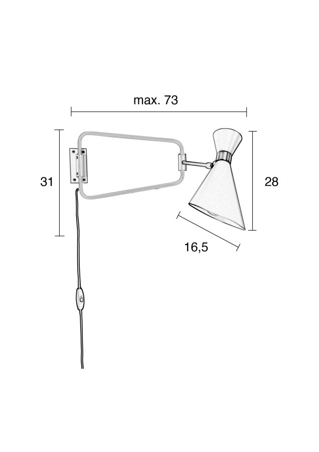 ZUIVER Skyggefull vegglampe - hvitt og gull jern
