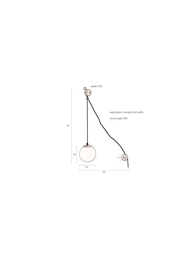 DUTCHBONE Bulan Wandleuchte - weißes Glas und Eisen