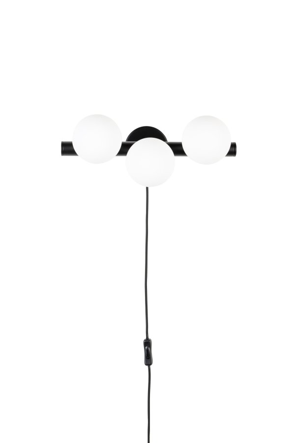 WHITE LABEL LIVING Monica Hvit vegglampe - hvitt glass og svart