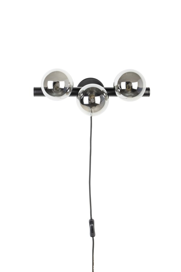 WHITE LABEL LIVING Monica Smoke vegglampe - rykfarget glass og svart