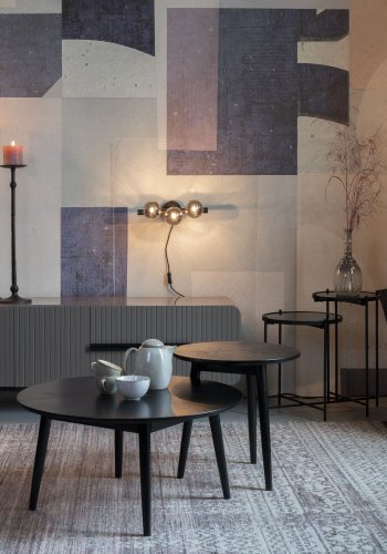 WHITE LABEL LIVING Monica Smoke vegglampe - rykfarget glass og svart