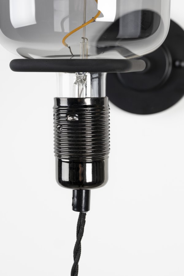 ZUIVER Misty vegglampe - glass og sort metall
