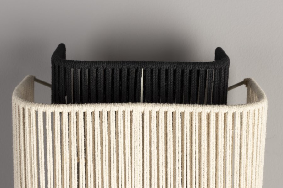 DUTCHBONE Elon Wandleuchte - beige/schwarzes Seil und schwarzes Metall