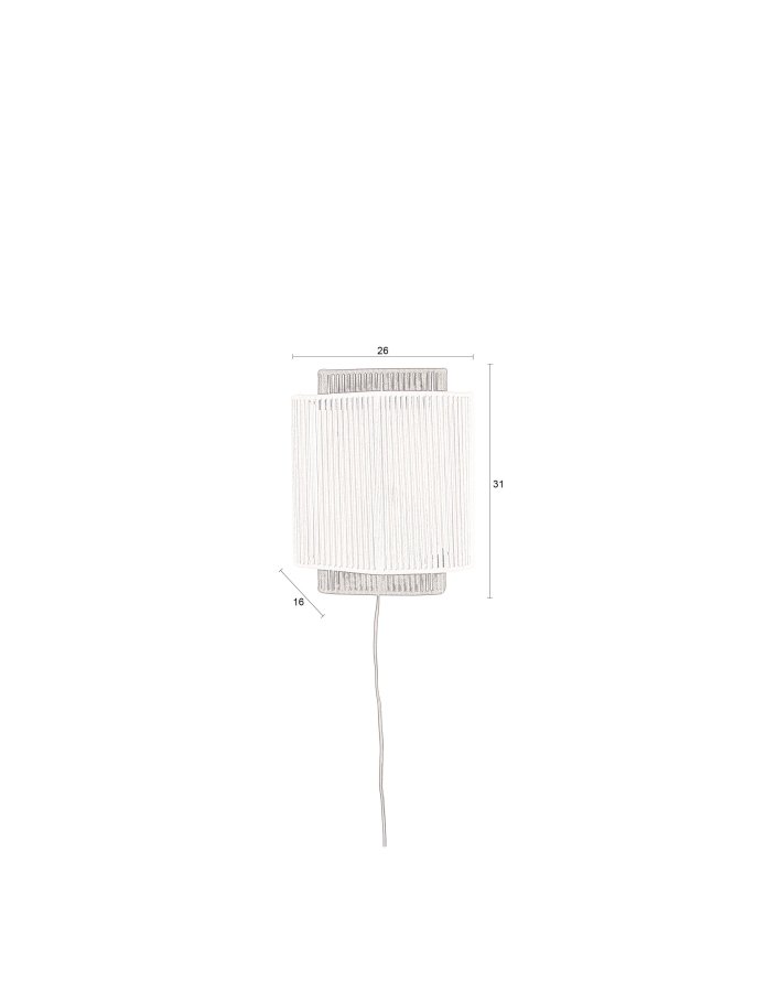 DUTCHBONE Elon Wandleuchte - beige/schwarzes Seil und schwarzes Metall