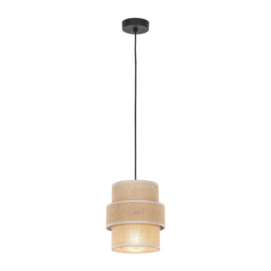 TK Calisto loftlampe - natur jute og sort metal