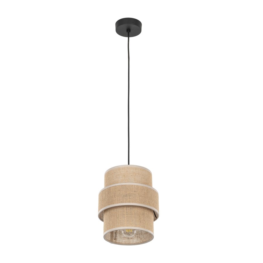 TK Calisto loftlampe - natur jute og sort metal